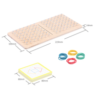 Juego de Mesa Geométrico de Madera para Niños, Juego de Carreras para 2 Jugadores, Juego de Creación de Formas con Bandas Elásticas de Ritmo Rápido, con Tarjetas de Referencia de Patrones