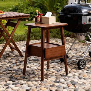 Esta nueva mesa redonda marrón de diseño minimalista y moderno, con un diseño abierto, es adecuada para espacios pequeños en salas de estar y dormitorios. - Product Image 1