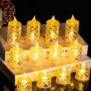 Lumières <span class=keywords><strong>LED</strong></span> en forme de cristal de diamant |   Bougies vacillantes sans <span class=keywords><strong>flamme</strong></span> pour Noël, mariages et décoration intérieure – Style tendance, vente en gros directe usine - Product Image 2