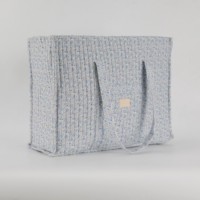 Tas Tote Travel Besar Berlapis Biru, Organizer Penyimpanan Kosmetik & Makeup dengan Ritsleting dan Tali Bahu, untuk Wanita, Liburan Akhir Pekan & Pantai