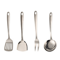 Ensemble de 6 ustensiles de cuisine en acier inoxydable robuste, poli miroir, outils de cuisine en métal, spatule, louche, écumoire, pour restaurant