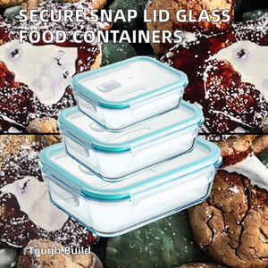 Oven Safe <strong>Snap</strong> Locking Lid Glass Food Containers Classic Design Manufacturer's Takeaway Secure Lock for <strong>Kitchen</strong> Food Storage - Product Image 4
