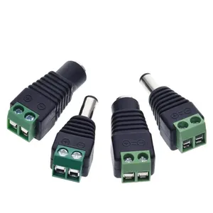 1 pacote 5.5MM x 2.1MM / 2.5MM Feminino Masculino DC Power Plug Adapter para 5050 3528 5060 Single Color LED Strip e câmeras CCTV