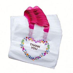 100 sacs en plastique avec poignée pour cadeaux promotionnels, sacs de remerciement pour les clients, sacs pour fêtes, sacs pour friandises, noir et blanc - Product Image 1
