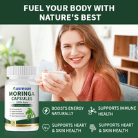 Capsules de poudre de feuilles de Moringa OEM, 60 capsules, meilleur prix, marque privée, complément énergétique et amincissant, capsules de Moringa
