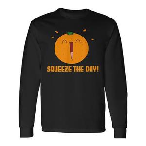 T-shirt a maniche lunghe con citazione Squeeze The Day Orange Quote - Product Image 2