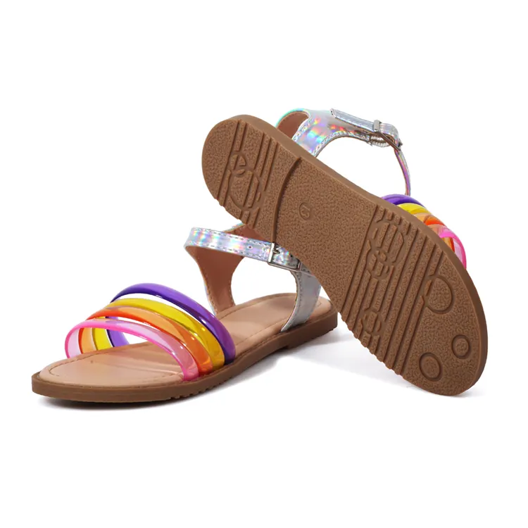 2021 Stylish Comfortable Leather Colorful Summer Dress Sandals Kids Shoes Girls Flats Sandals