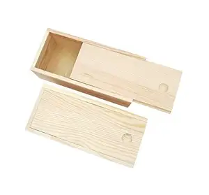 Vintage Wood Box With Slide Lid Handmade Soap Pine Small Natural Wood Color Pull-out Lid Wooden Jewelry Box