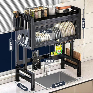 Thuận tiện & tiết kiệm không gian ba tầng nhà bếp món ăn lưu trữ giá Nhiều Tầng món ăn chia Kệ trên bồn rửa cho máy sấy - Product Image 1