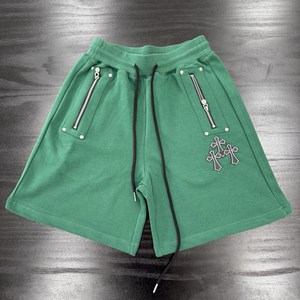Shorts de survêtement pour homme en coton French Terry avec logo personnalisé, style streetwear Y2K grunge, patch croisé, fermeture éclair métallique, coupe ample - Product Image 3