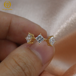 Pendientes de Diseño Único con Corte Princesa Cuadrado, Oro de 18K, Certificado IGI, Color D, Claridad VVS, Diamante Sintético, Personalizados para Regalo - Product Image 5