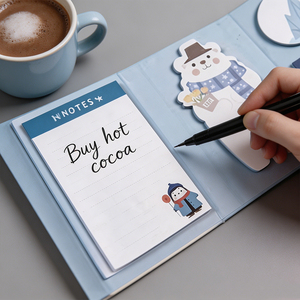 SK <b>Cute</b> Polar <b>Bear</b> Memo Pad Set With Sticky Notes And Notepad Blue Winter Theme Self-Adhesive Design - Product Image 6