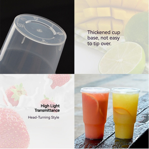 Vasos Desechables de 1000 ml (32 oz) con Logotipo Personalizado, Cubos de Plástico PP Grueso con Tapa y Asa para Envasado de Bebidas y Frutas - Product Image 3