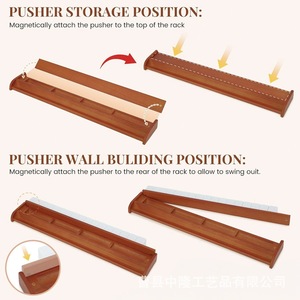 Mahjong Push Rod Stand <b>Set</b> Solid Wood Portable Game Tabletop <b>Dice</b> Tray with Tiles and Instructions for 4 Players - Product Image 4