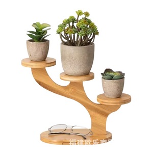 <b>Mini</b> bay window sill multi-tiered flower stand for desktop, balcony, living room, office <b>desk</b>, flower pot stand, bamboo and - Product Image 5