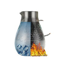 Bouilloire d'eau froide domestique Pot de jus en verre résistant à la chaleur à haute température Pot à eau transparent de grande capacité anti-déflagrant