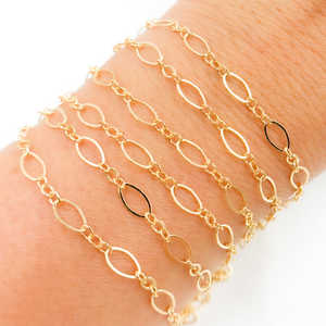 14K emas diisi Multi Gaya 1meter 3 + 1 Oval tulang selangka rantai 3.43mm 3mm 2.7mm gelang kalung rantai Extender grosir - Product Image 5