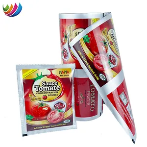 Rouleau de film plastique pour emballage de papier aluminium de qualité alimentaire imprimé personnalisé pour sauce tomate à haute température
