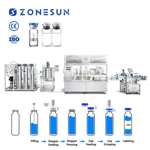 Ligne de production de remplissage, de bouchage et d'étiquetage automatique à grande vitesse ZONESUN ZS-FAL180V14 avec pompe céramique servo pour flacons liquides - Product Image 1