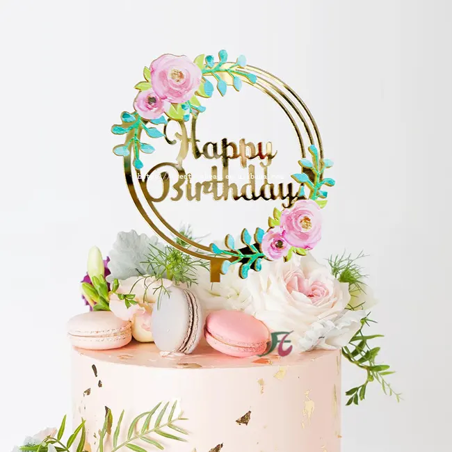 2022誕生日パーティーのケーキを飾るためのお誕生日おめでとうアクリルケーキトッパーの新商品のホットセール