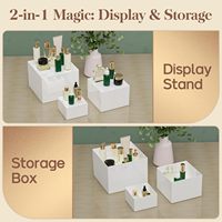 Base de présentation de buffet de desserts en cube blanc moderne et recyclable, étagères en acrylique - surface polie, montage facile, 5 étagères