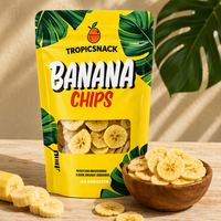 Sachets Mylar personnalisés imprimés pour chips de banane comestibles, sachets refermables à fond plat pour le stockage de snacks