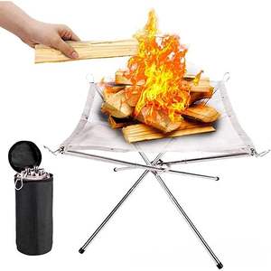 Kamp İçin 22 İnç Taşınabilir Ateş Çukuru, Büyük Boy Geliştirilmiş Katlanabilir Paslanmaz Çelik Örgü Açık Hava Ateş Çukurları, Barbekü ve Isıtma İçin - Product Image 1