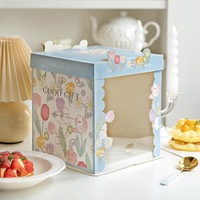Boîte à gâteau en plastique imprimé fleur, emballage de boîte à gâteau transparent pour cadeau