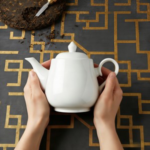 Golden <b>Bell</b> Teapot Pure White Reinforced Porcelain With Lid Heat Resistant For Tea Houses And High End Restaurants - Product Image 4