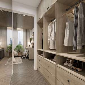Sistema de Armario Abierto de Lujo CANA, Hecho a Medida, Precio de Fábrica, Estantes Modulares Beige para Vestidor con Luz LED - Product Image 6