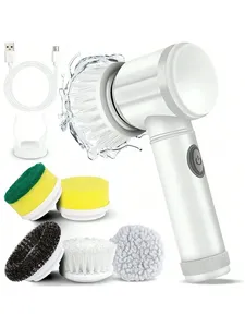 <span class=keywords><strong>Brosse</strong></span> Magique <span class=keywords><strong>Électrique</strong></span> <span class=keywords><strong>Sans</strong></span> <span class=keywords><strong>Fil</strong></span> Rotative Rechargeable 5-en-1 avec Têtes de <span class=keywords><strong>Brosse</strong></span> pour Nettoyage en Profondeur Salle de Bain Cuisine Carrelage Joints Douche Voiture - Product Image 1
