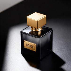 Flacon de parfum pour homme à prix d'usine, vide, en verre, avec pulvérisateur à pompe, transparent, carré, 20ml, 30ml, 50ml, 100ml, avec capuchon doré - Product Image 2