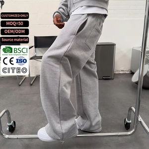 Custom 500 Gsm Wide Leg Sweatpants Embroidery Adjustable Drawstring Cuff <b>Baggy</b> <b>Track</b> <b>Pants</b> for Men - Product Image 1
