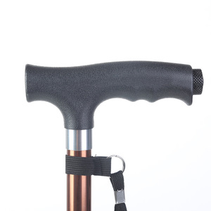 Canne télescopique pour personnes âgées avec lumière, bâton de marche à quatre pieds en alliage d'aluminium, embout en caoutchouc, couleur café noir - Product Image 4