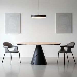 Chất lượng cao bền thép carbon bệ 12mm rắn gốm bàn có thể thu vào Bàn Ăn Tròn - Product Image 1