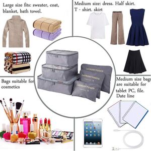 YS778 Lot de 6 sacs de rangement pour bagages de voyage, cubes de rangement personnels pour sacs de voyage - Product Image 4