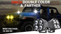 Phare antibrouillard LED 5D bicolore 3 pouces 40W haute puissance, nouveau projecteur cube pour pare-chocs, faisceau spot, éclairage de recul tout-terrain 4x4, accessoires auto
