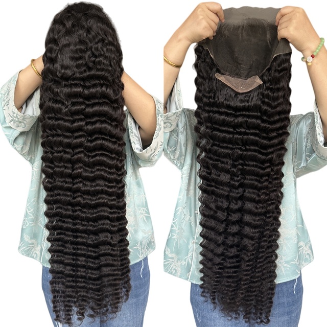 Deep Curly Wave 250% Density Raw Brazilian Virgin Glueless Human Hair Wigs 13x6 HD for Lace Frontal with Pre-Plucked Wigs