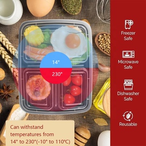 Lvzong cao cấp bán buôn lò vi sóng Takeaway nhựa bữa ăn Prep hộp đựng thức ăn có nắp đậy 3 khoang ăn trưa hộp - Product Image 5