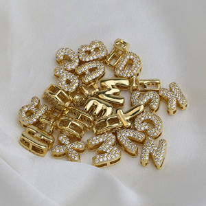 Zirkon 3D kabarcık mektup kolye pirinç alfabe balon mektup ilk Charms kolye - Product Image 4