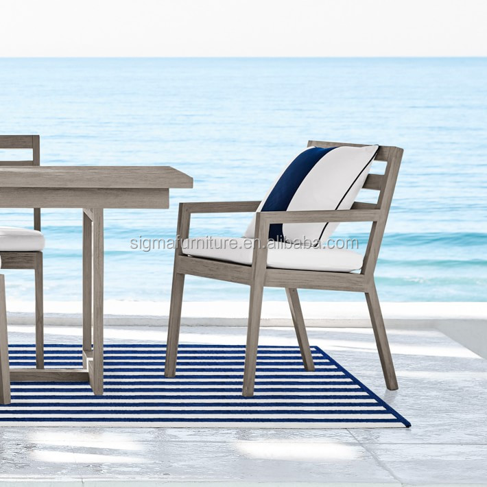 outdoor modern patio garden furniture apartment hotel teak wood frame dining armchair
