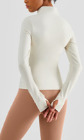 Vente en gros veste de sport en molleton avec manchettes pour le pouce pour femmes, vêtements de sport, haut de fitness, coupe ajustée, manches zippées, veste de sport