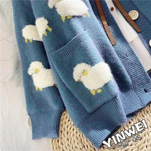 <span class=keywords><strong>Cardigan</strong></span> da <span class=keywords><strong>Donna</strong></span> <span class=keywords><strong>Blu</strong></span> con Disegno di Pecora, Scollo a V, Maniche Lunghe, Maglione Lavorato a Maglia, Moda Coreana Invernale, <span class=keywords><strong>Cardigan</strong></span> Spesso per Donne - Product Image 4