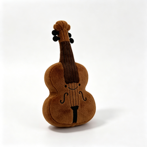 Violon en peluche marron personnalisé avec visage souriant, adorable jouet en peluche en forme de violon souriant, jouet en peluche instrument de musique doux - Product Image 3