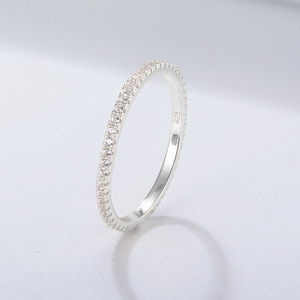 Anillo de Eternidad Completo de Plata de Ley 925 con Micro-Pavé de Circonia 5A, Minimalista y Apilable para <span class=keywords><strong>Mujer</strong></span>, Precio al por Mayor SPJ - Product Image 3