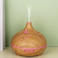 Grain de bois 7 couleurs LED télécommande 500ml diffuseur d'huile essentielle d'aromathérapie humidificateur d'air à ultrasons diffuseur d'arôme