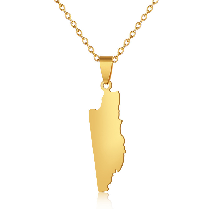 Belize Map Flag Pendant Necklace – 24K Gold Plated Brass With Black Rope Chain | Unisex Jewelry Gift