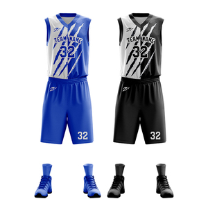 2025 Chất Lượng Cao Tùy Chỉnh Thiết Kế Thăng Hoa Màu Trắng Và Màu Xanh Bóng Rổ Jersey Người Đàn Ông Giá Rẻ Có Thể Đảo Ngược Đồng Phục Bóng Rổ Thiết Lập - Product Image 3