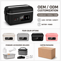 Boîte à lunch chauffante rechargeable en gros, sans eau, en acier inoxydable 304, batterie 24000 mAh, contrôle numérique, banque d'alimentation USB, 1L
