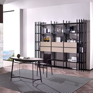 Libreria Minimalista Italiana, Mobile Creativo Multistrato per Soggiorno, Scaffale in Legno Massello - Product Image 5